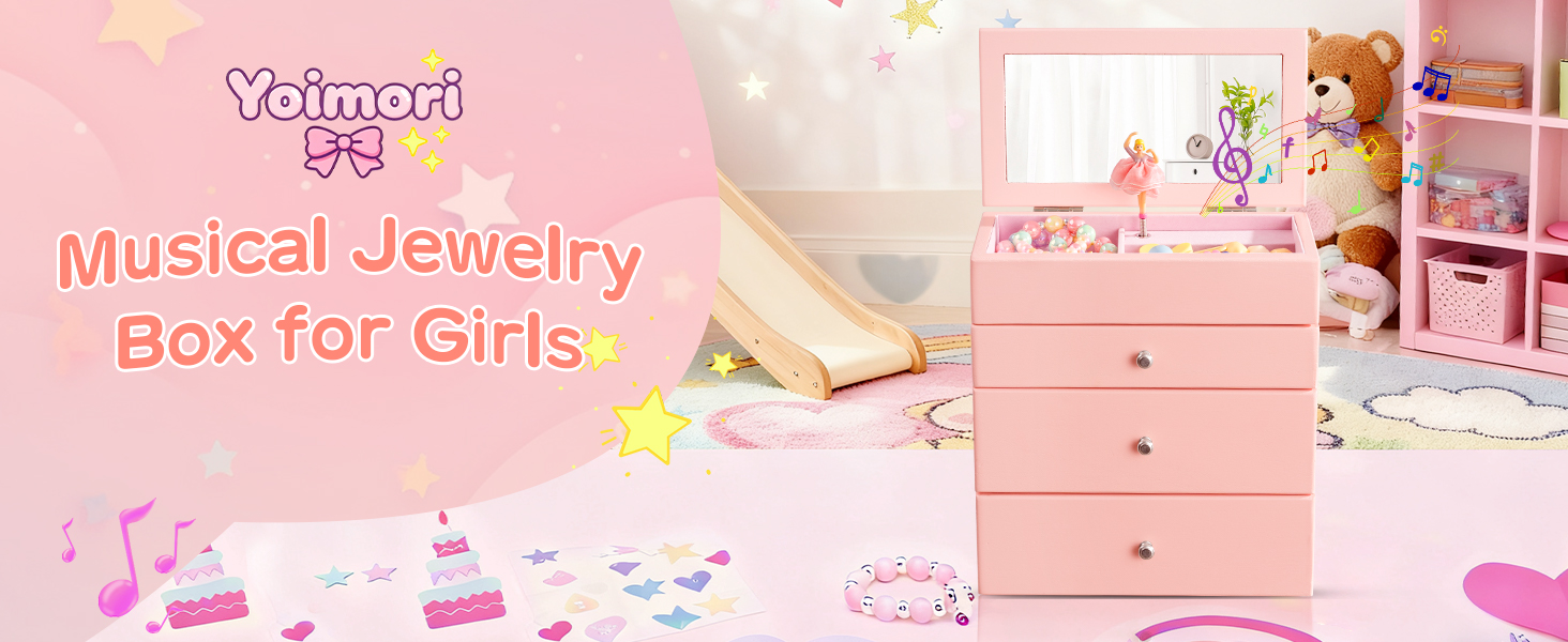 Emfogo 4-Layer Musical Jewelry Box for Girls with Spinning Dancer product details