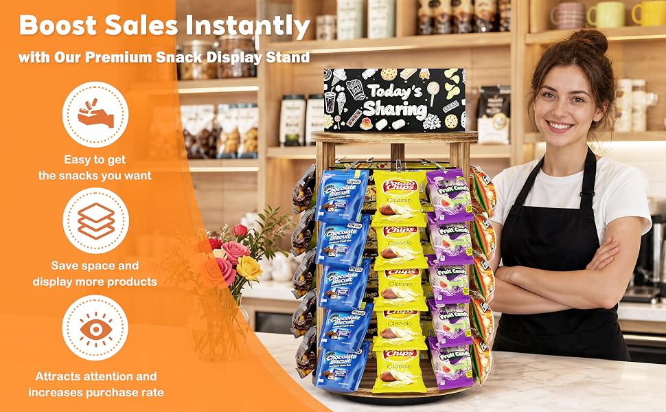 Emfogo 5-Tier Rotating Chip Rack Display Stand with 50 Clips product details