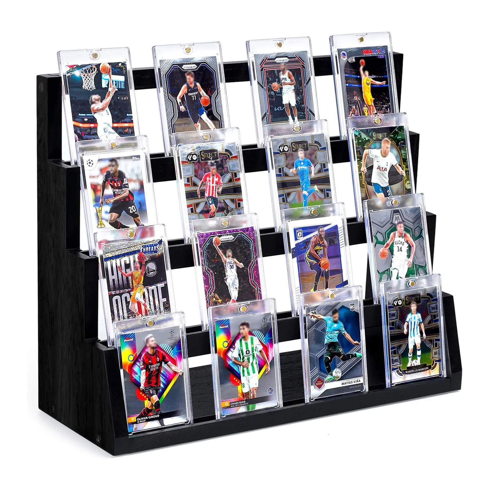 未标题-1-恢复的 Emfogo 4-Tier Wooden Trading Card Display Stand, Graded Sports Card Holder for Collection & Show - Image 1