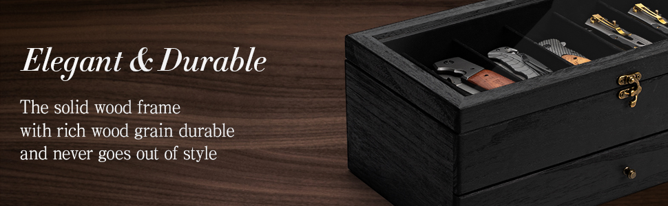 Emfogo Wooden Pocket Knife Display Case, Collector Storage Box for Men product details
