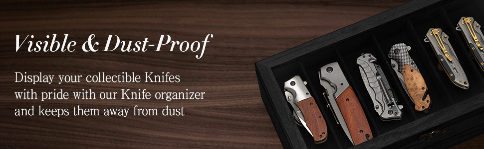 Emfogo Wooden Pocket Knife Display Case, Collector Storage Box for Men product details