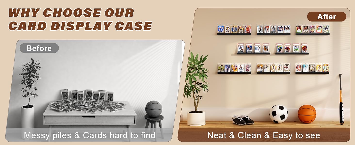 Trading Card Display Shelf for Wall Graded Card Display Wall Mounted, Sports Card Display Shelf product details