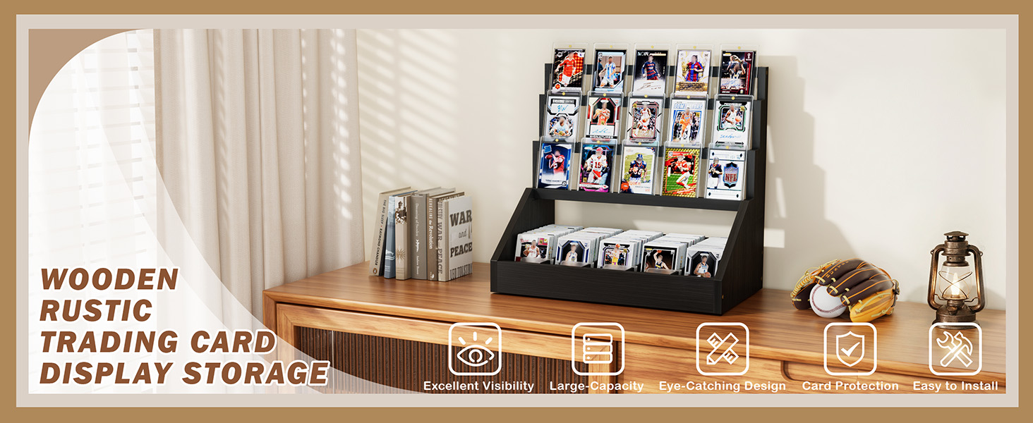 Emfogo 3-Tier Trading Card Display Stand with 5-Row Storage product details