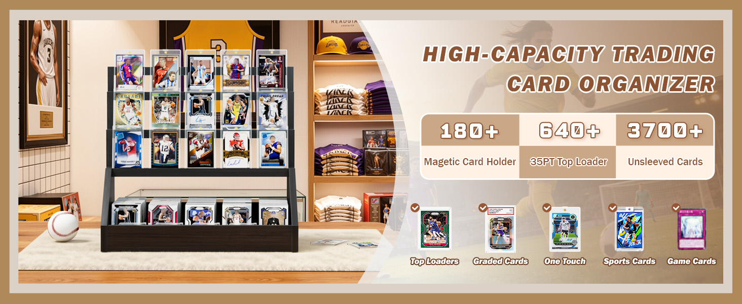 Emfogo 3-Tier Trading Card Display Stand with 5-Row Storage product details