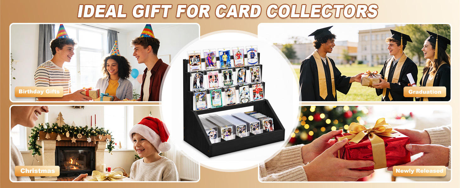 Emfogo 3-Tier Trading Card Display Stand with 5-Row Storage product details