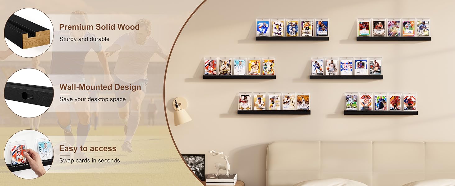 Trading Card Display Shelf for Wall Graded Card Display Wall Mounted, Sports Card Display Shelf product details