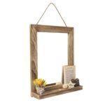 Emfogo Wall Mirror with Shelf, 20 x 16 inch Farmhouse Decor Wall Mirror Hanging for Bathroom, Vanity, Bedroom, Entryway, Living Room