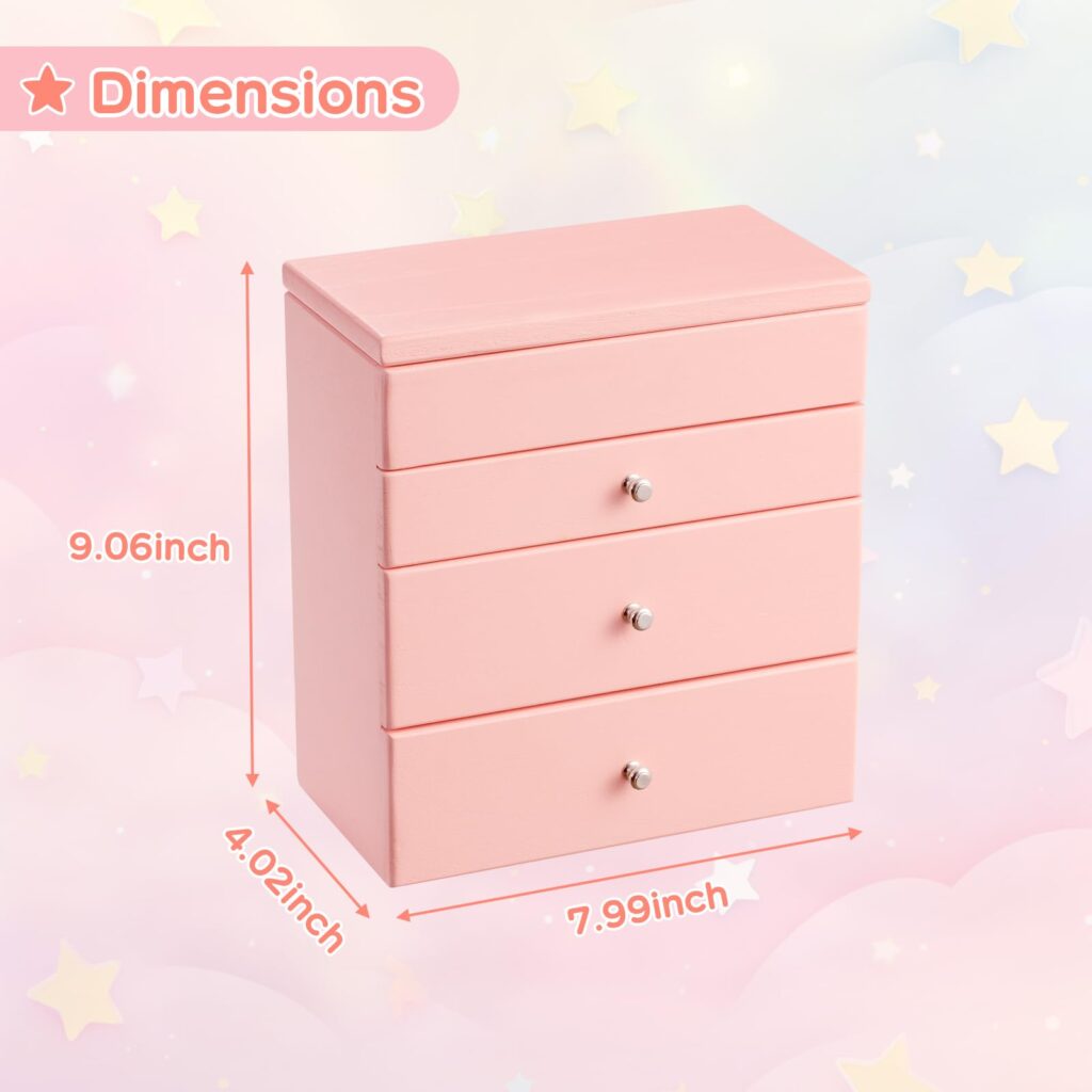 Emfogo 4-Layer Musical Jewelry Box for Girls with Spinning Dancer