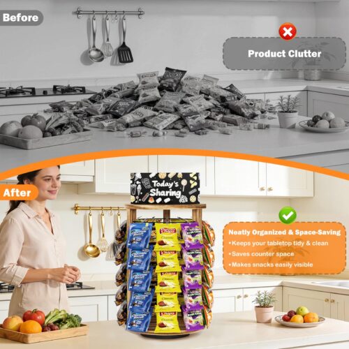 Emfogo 5-Tier Rotating Chip Rack Display Stand with 50 Clips