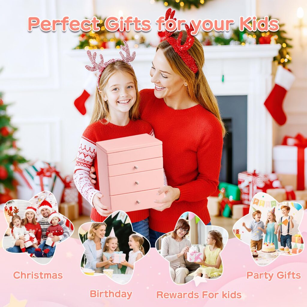 Emfogo 4-Layer Musical Jewelry Box for Girls with Spinning Dancer