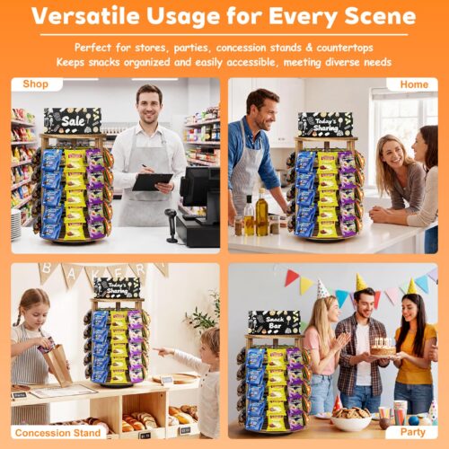 Emfogo 5-Tier Rotating Chip Rack Display Stand with 50 Clips