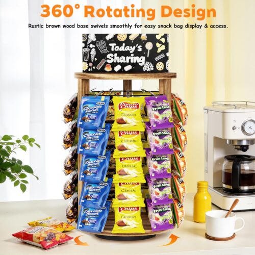 Emfogo 5-Tier Rotating Chip Rack Display Stand with 50 Clips
