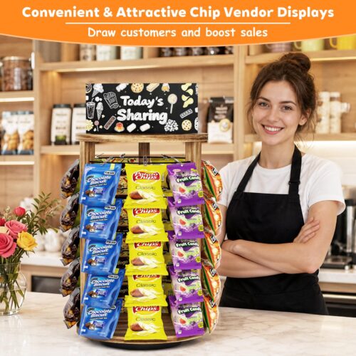 Emfogo 5-Tier Rotating Chip Rack Display Stand with 50 Clips