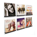Emfogo Wall Mount Wood Vinyl Record Shelf, Album Record Display Holder for Living Room
