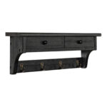 Emfogo Rustic Wood Wall Coat Rack with Shelf & 4 Hooks – Entryway Organizer