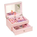 Emfogo Musical Jewelry Box for Girls – Wooden Organizer with Spinning Dancer