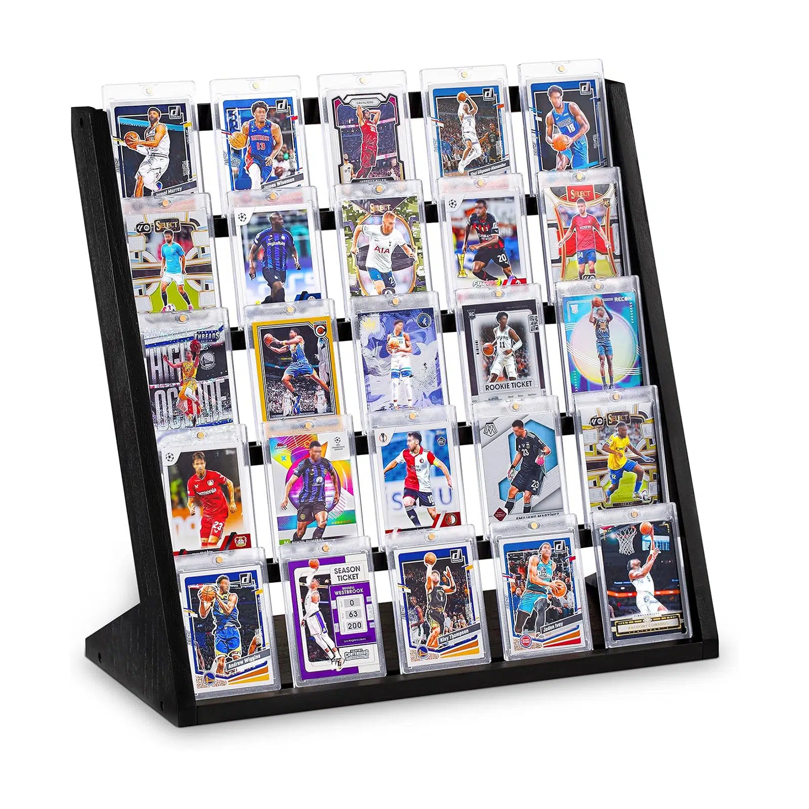 未标题-1 Emfogo 5 Tier Trading Card Display Stand – Wooden Holder for Graded Sports Card Collection - Image 1
