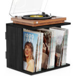 Wall Mount Vinyl Record Storage, 3-Compartment Vinyl Record Holder Holds Up to 100 Albums,