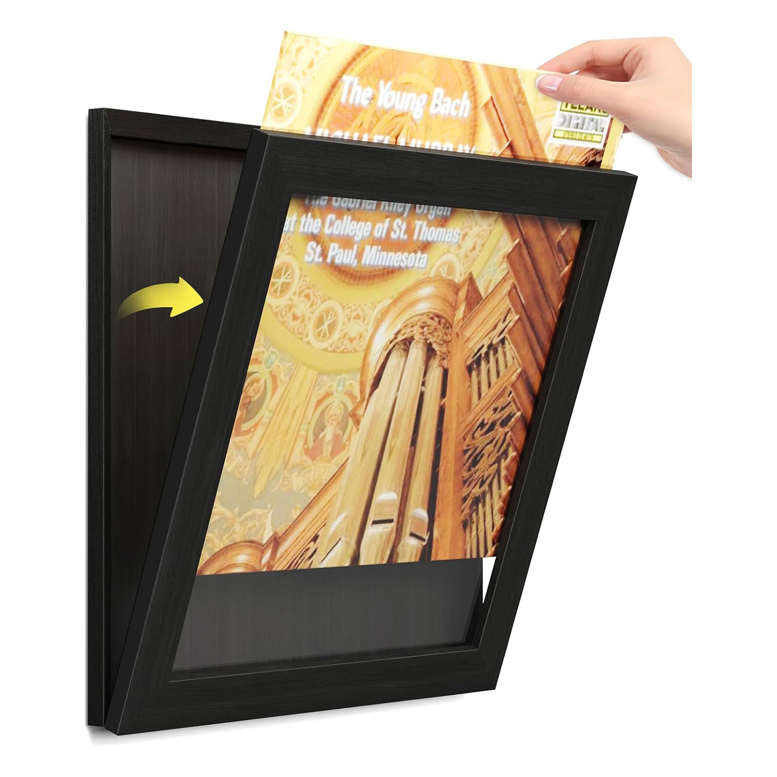 未标题-1-恢复的 Emfogo Wall Vinyl Record Display Frame, LP Album Cover Frame (Black) - Image 1