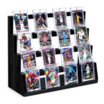 Emfogo 4-Tier Wooden Trading Card Display Stand, Graded Sports Card Holder for Collection & Show