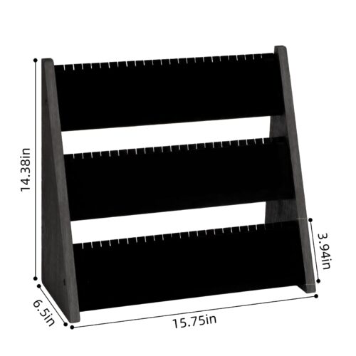 Emfogo Wooden Necklace Display Stand, Multi-Tier Jewelry Organizer - Black And Black, 1 Pack