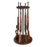 Emfogo Heavy Solid Wood Rifle & Shotgun Holder, Up to 12 Gun Capacity Display Storage with Soft Padding, Indoor Gun Racks