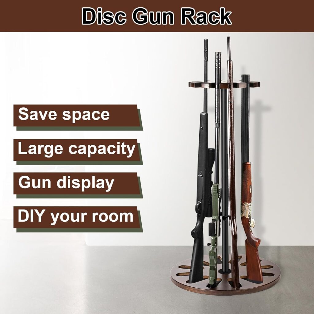 Emfogo Heavy Solid Wood Rifle & Shotgun Holder, Up to 12 Gun Capacity Display Storage with Soft Padding, Indoor Gun Racks