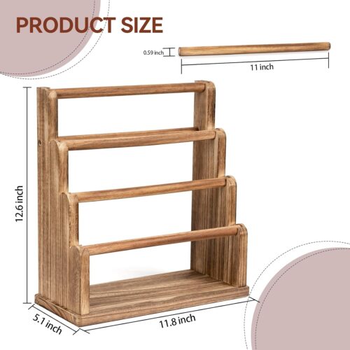 Emfogo Bracelet Holder, 4 Tier Bracelet Organizer Storage for Bracelets Bangles Watch Scrunchies, Rustic Wood Jewelry Organizer Display for Home, Vendors, Craft Shows and Store