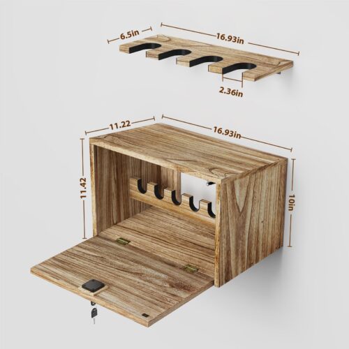 Emfogo Gun Rack Wall Mount, Wooden Rifle Racks with Gun Rack for Wall, Gun Display Racks for Indoor Firearms Storage, Holds up to 4 Long Guns and 6 Handguns, Gifts for Husband, Dad