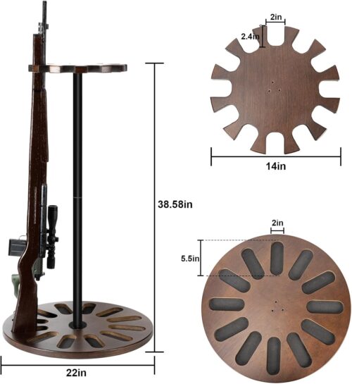 Emfogo Heavy Solid Wood Rifle & Shotgun Holder, Up to 12 Gun Capacity Display Storage with Soft Padding, Indoor Gun Racks