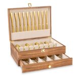 Emfogo Wooden Silverware Storage Box, Flatware Organizer for Utensils - 2 Layer Carbonized Black
