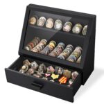 Emfogo Wooden Challenge Coin Display Stand, Collectible Coin Organizer - Black