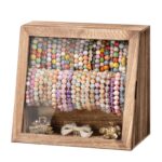 Emfogo Bracelet Holder Display Box with Clear Viewing Window, Rustic Brown