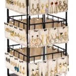 Emfogo Rotating Earring Display Stand, Wooden Jewelry Organizer - Black, 1pcs Rotating Size