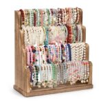 Emfogo Bracelet Holder, 4 Tier Bracelet Organizer Storage for Bracelets Bangles Watch Scrunchies, Rustic Wood Jewelry Organizer Display for Home, Vendors, Craft Shows and Store
