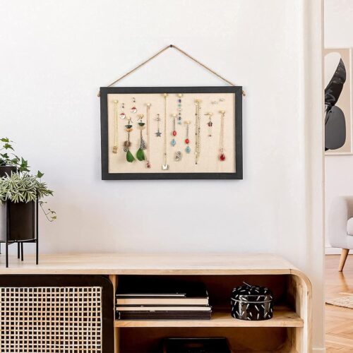 Emfogo 2-Pack Cork Board with Linen 16x11 inch Bulletin Board Wall Decor Hanging Pin Wood Framed Display Bulletin Cork Picture Board Light for Room School Office Bedroom