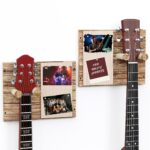 Emfogo 2 Pack Guitar Wall Mount with Memo Board - Wooden Guitar Hanger for Acoustic, Electric Guitars & Ukuleles, Display Photos & Concert Tickets, Rustic Music Wall Decor