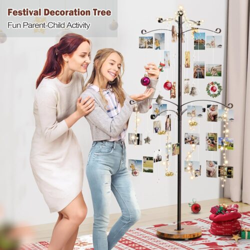 Emfogo 5FT Family Tree,Party Photo Display Tree, Picture Holder Stand,90 Clips Holder for 4x6, 5x7 Picture Polaroid Frames Hanging & Card Tree Holders