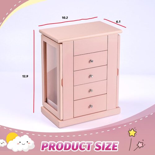 Emfogo Jewelry Box for Girls, Musical Jewelry Box with Spinning Dancer Gifts for Little Girls Christmas New Year Birthday Children's Day, 5 Layer Large Wooden Kids Music Jewelry