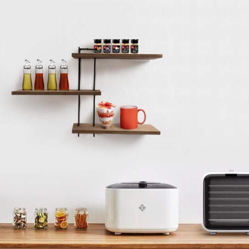 Emfogo Floating Shelves Wall Mounted Rustic Wood Wall Shelves, 3 Tier Floating Shelf for Decor and Storage at Bedroom, Living Room, Bathroom, Kitchen, Office and More