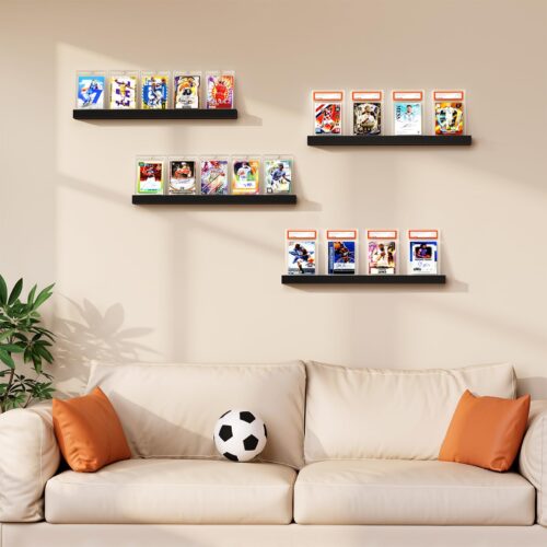 Emfogo Trading Card Display Shelf for Wall, Holds 20 Sports Cards, 4 Pack