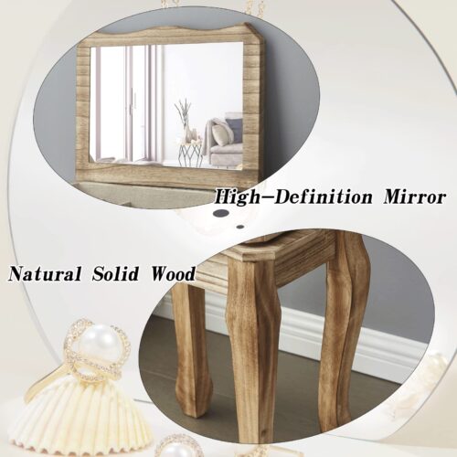 Emfogo Jewelry Box for Women, Rustic Wooden Jewelry Boxes & Organizers with Mirror, 4 Layer Jewelry Organizer Box Display for Rings Earrings Necklaces Bracelets