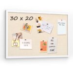 Emfogo 30''x20'' Inch Linen Cork Bulletin Board with Frame, Decorative Pin Board for Office Home and School Wall Decor