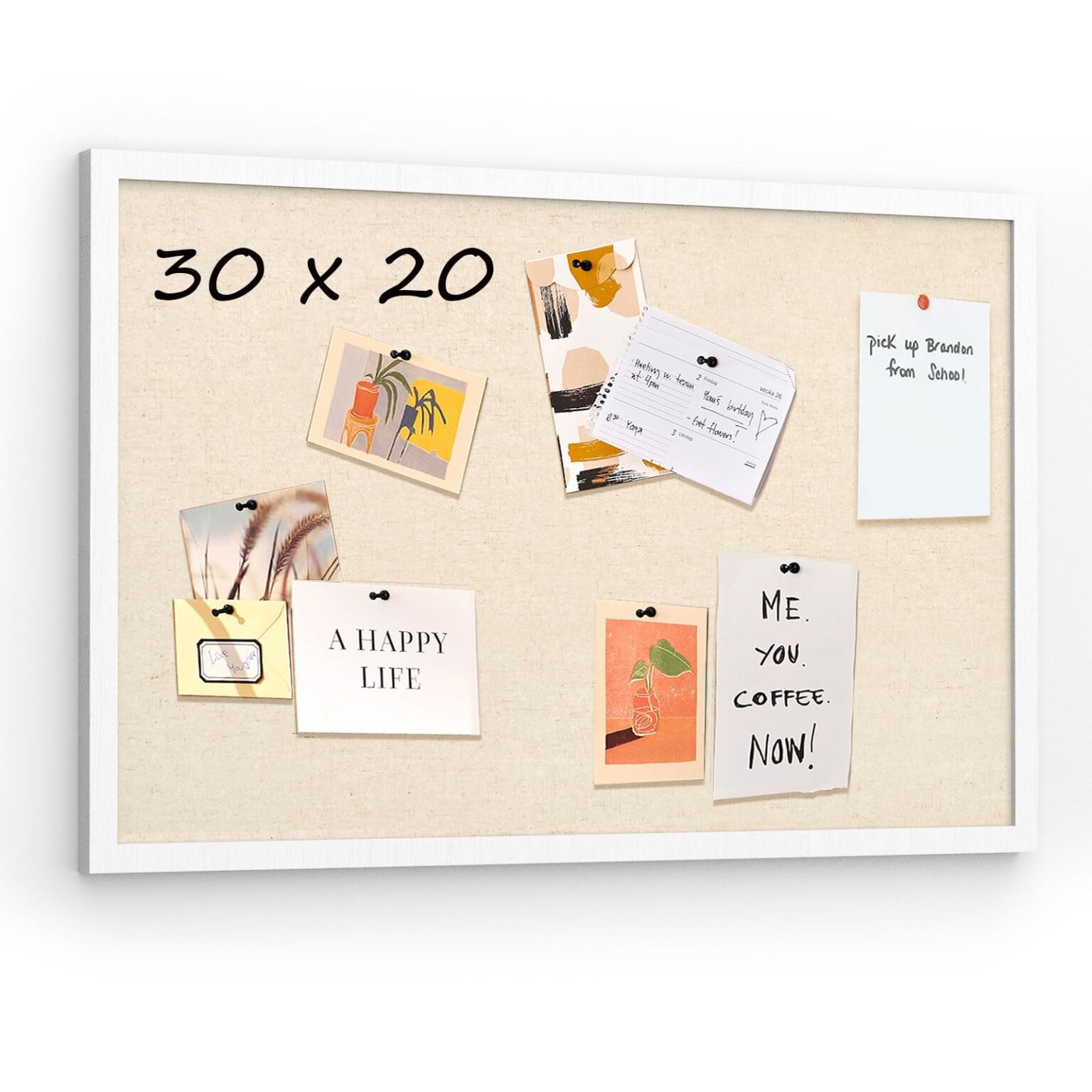 Emfogo 30''x20'' Inch Linen Cork Bulletin Board with Frame, Decorative Pin Board for Office Home and School Wall Decor