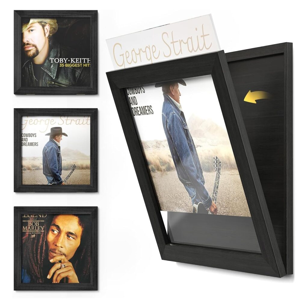 Emfogo Vinyl Record Frame, 3-Pack Album Frames for Vinyl Records Display, Record Frame for 12x12 Inch LP Cover Display
