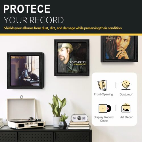 Emfogo 2 Pack Vinyl Record Frame, Album Frames for Display Up to 20 Records, Vinyl Frame for 12x12 Inch LP Album Cover