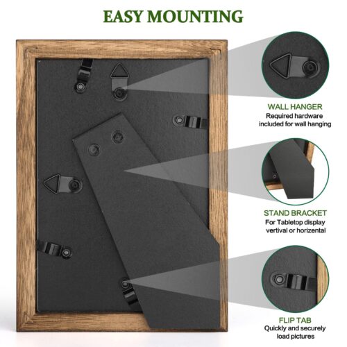 Emfogo 4x6 Picture Frames Photo Display for Tabletop Display Wall Mount Solid Wood High Definition Glass Photo Frame Pack of 2