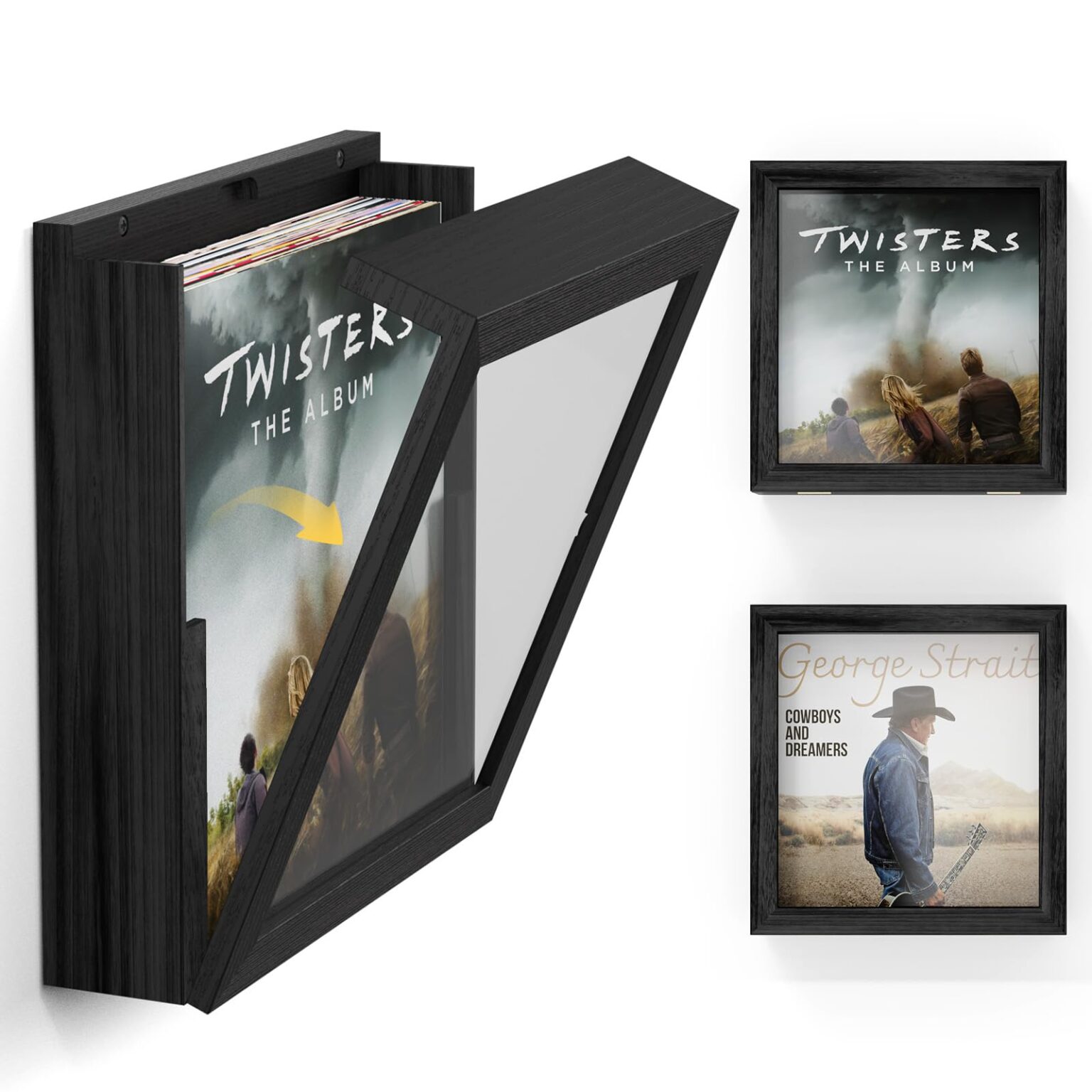 Emfogo 2 Pack Vinyl Record Frame, Album Frames for Display Up to 20 Records, Vinyl Frame for 12x12 Inch LP Album Cover