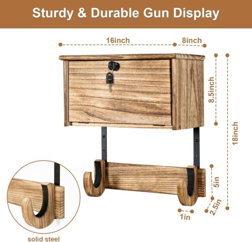 Emfogo Gun Rack Wall Mount Hold Up Displays,Horizontal Gun Racks for Wall, Shotgun Holder, Rifle Wall Mount,Gun Hardwood Hanger, brown