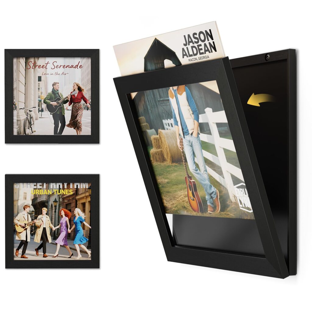 Emfogo Vinyl Record Frame for the Wall, Vinyl Record Display Frame, Album Frames for 12x12 Inch LP Album Cover
